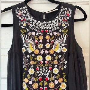 Samant Chauhan Black Linen Embroidered Maxi Dress.